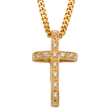 Zirkonia besetztes Kreuz mit passender Halskette