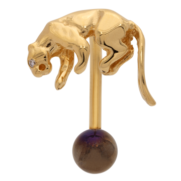 750er Goldpiercing – Raubkatze