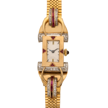 Einzigartige Damenuhr in 18karätigem Gold aus den 1930er Jahren