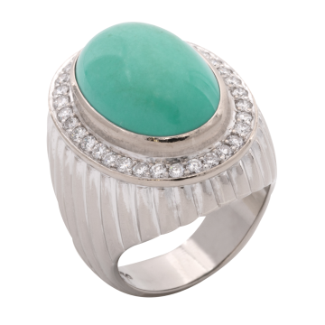 Einmaliger Türkis-Brillant-Ring in 18karätigem Gold