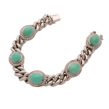 Sensationelles Türkis-Brillant-Armband in 18karätigem Gold