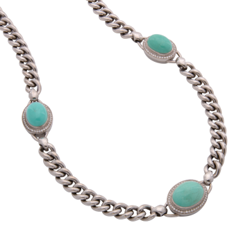 Spektakuläre Collierkette mit Türkisen und Brillanten in 18karätigem Gold