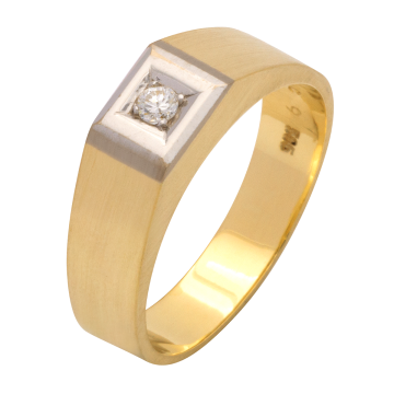 Stilvoller Brillant-Herrenring in 14karätigem Gold