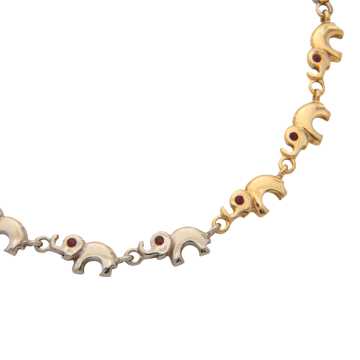 Verspielte Collierkette mit Elefanten in 14karätigem Gold