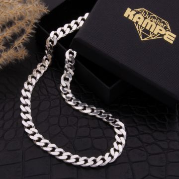 Massive Unisex Silberkette-Flachpanzer