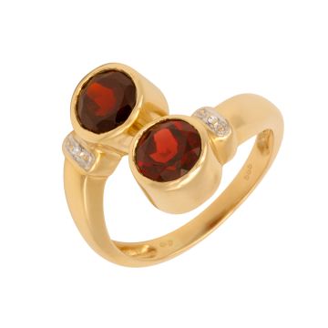 Moderner Granatring in 585er Gold