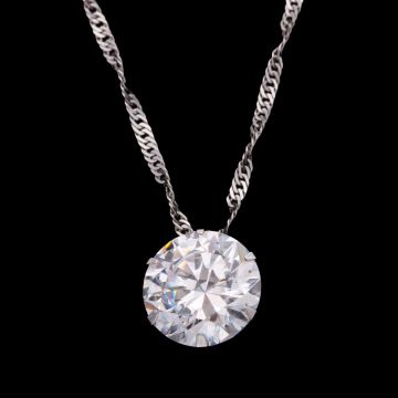 Weißgoldgefasster Zirkonia Ketteanhänger mit Halskette