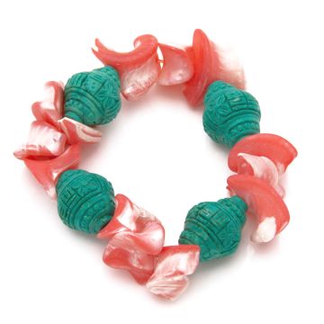 Modisches Armband in den sommerlichen Farben Türkis und Rosé