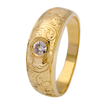 Handgearbeiteter Unisexring mit Brillant von 0,18ct