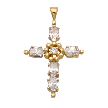 Funkelnder Kreuzanhänger in 585er Gold