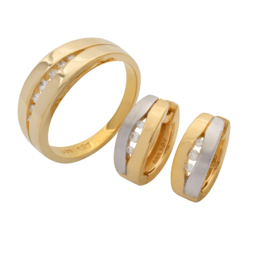 Bicolor Schmuckset in 333er Gold mit kleinen Brillanten