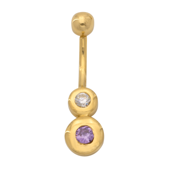 Bauchnabel-Piercingstecker in 585er Gold mit farbigen Zirkonia