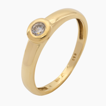 Zeitloser Damenring in 585er Gold mit Brillantsolitär von 0,15 ct.