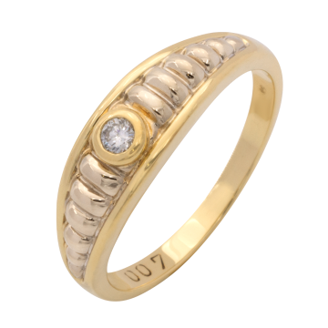 Ring Unisex in Bicolor mit Brilantsolitär von ca. 0,07 ct. in 585er Gold