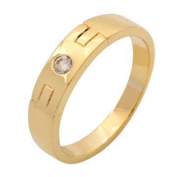 Massiver Herrenring in 750er Gold mit Brillant von 0,10 ct.