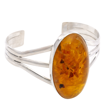 Beeindruckende Bernstein-Armspange in 925er Silber, Vintage