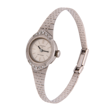 Elegante Vintage Damenuhr von ANKRA in 585er Weißgold mit Diamanten