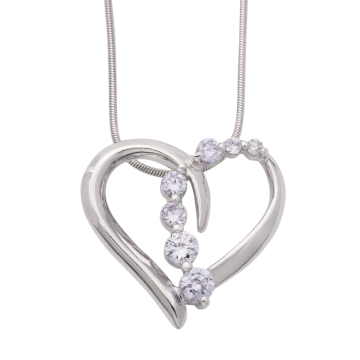 Kette mit funkelndem Anhänger-Herz in 925er Silber