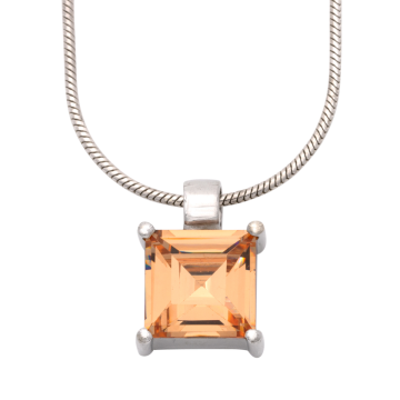 Eleganz in schillerndem Orange – Kette mit Anhänger in 925er Silber