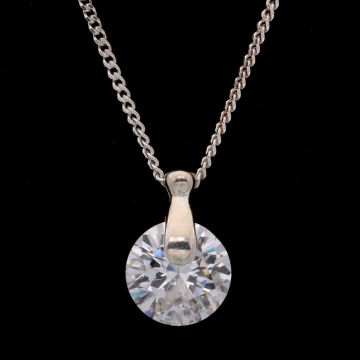 Zirkonia-Solitär an Panzerkettchen in 925er Silber