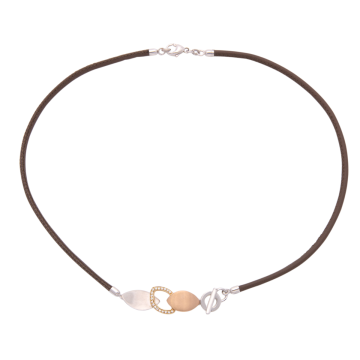 Stylisches Collier in Leder und 585er Gold