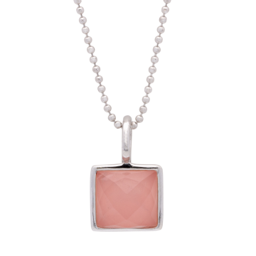 Zarte Kugelkette mit rosafarbenem Anhänger in 925er Silber