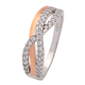 Ring mit Stil in 925er Silber teilvergoldet