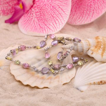 Zauberhaftes Collier in Pastell und 925er Silber