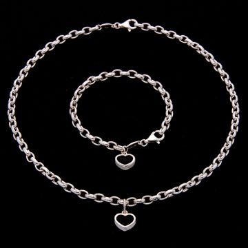 Schmuckset mit Herz in 925er Silber