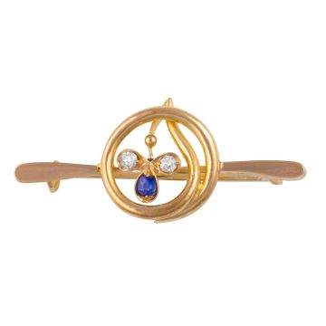 Antike Jugendstilbrosche um 1900 in 585er Gold