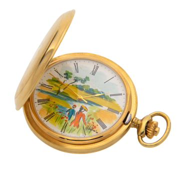 Vintage Taschenuhr mit Motiv-Zifferblatt