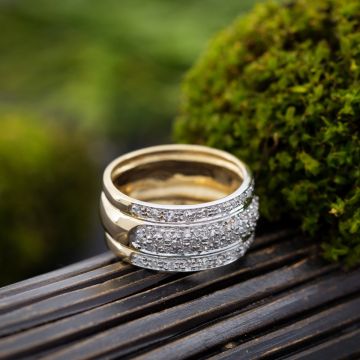 Brillanter Bicolor-Bandring in 585er Gold