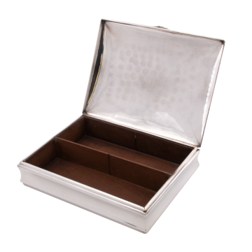 Edle Zigarrenkiste Vintage vor 1946 aus 925er Silber mit Holzverkleidung