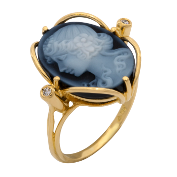 Charmanter Damenring mit Lagenachat Gemme