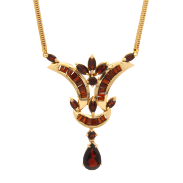 Auffälliges Collier mit rot braunen Schmucksteinen