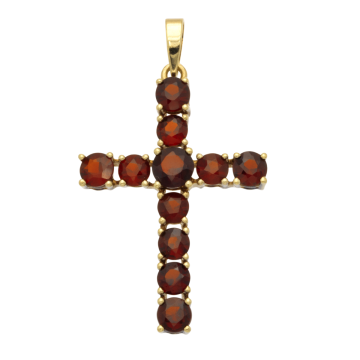 Schöner Kreuzanahänger mit Granatsteinen