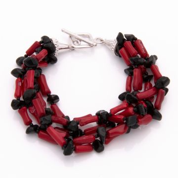 Bambus Korallen Armband mit Silber Verschluss