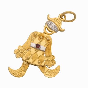 Niedlicher Clown Anhänger mit Diamanten und Rubin