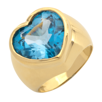 Herz in Blau – Damenring in 585er Gold