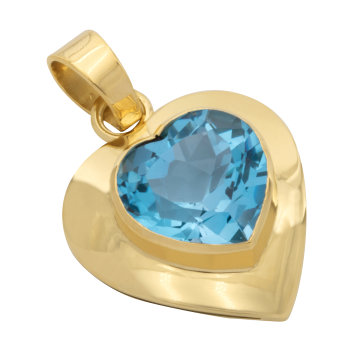 Blaues Herz – Anhänger in 585er Gelbgold