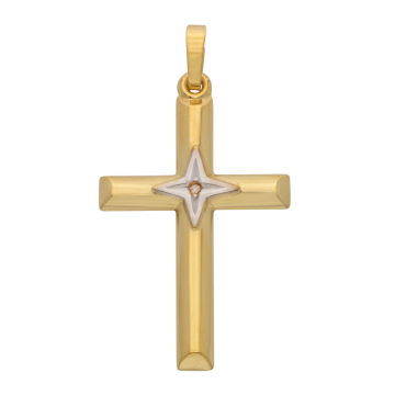 Schlichter Kreuzanhänger mit Diamant
