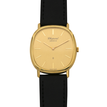 Klassische Herrenuhr in 750er Gold von CHOPARD mit Quarzwerk und Lederband