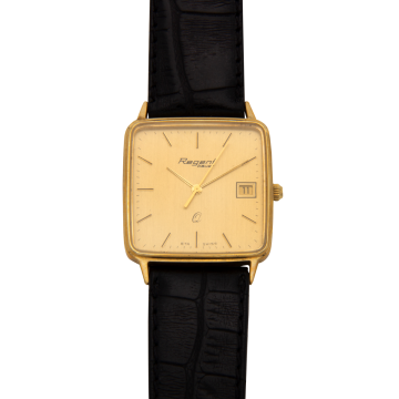 Stilvolle Herrenuhr in 585er Gold der Marke REGENT mit Lederband