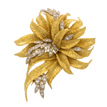 Luxuriöse Anhänger-Brosche mit Diamanten in 750er Gold, Vintage