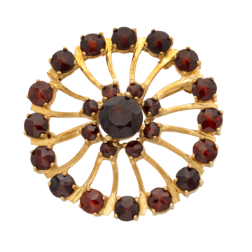 Hübsche Vintage Brosche mit Granatsteinen
