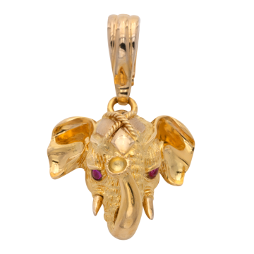 Elefant Anhänger in 750er Gold mit Rubinen