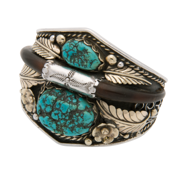 Navajo Armspange mit Türkisen und Adlerkrallen