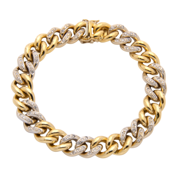 Massives Bicolour Panzerarmband mit 84 Brillanten
