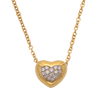 Herzanhänger mit Brillanten an feiner Rundanker Kette