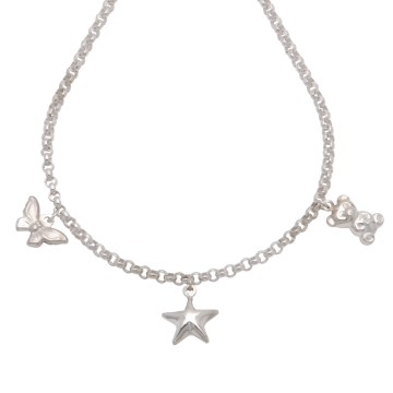 Entzückende Halskette mit Stern, Schmetterling und Bärchen